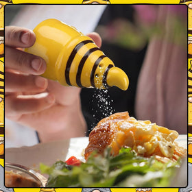 Vesici kitchen tabletop gnome decor doubles as practical spice dispensers.