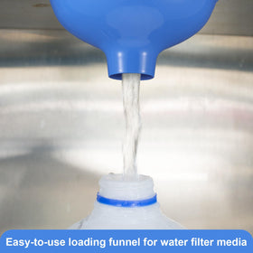 Vesici funnel aids transferring media into jars with precision.