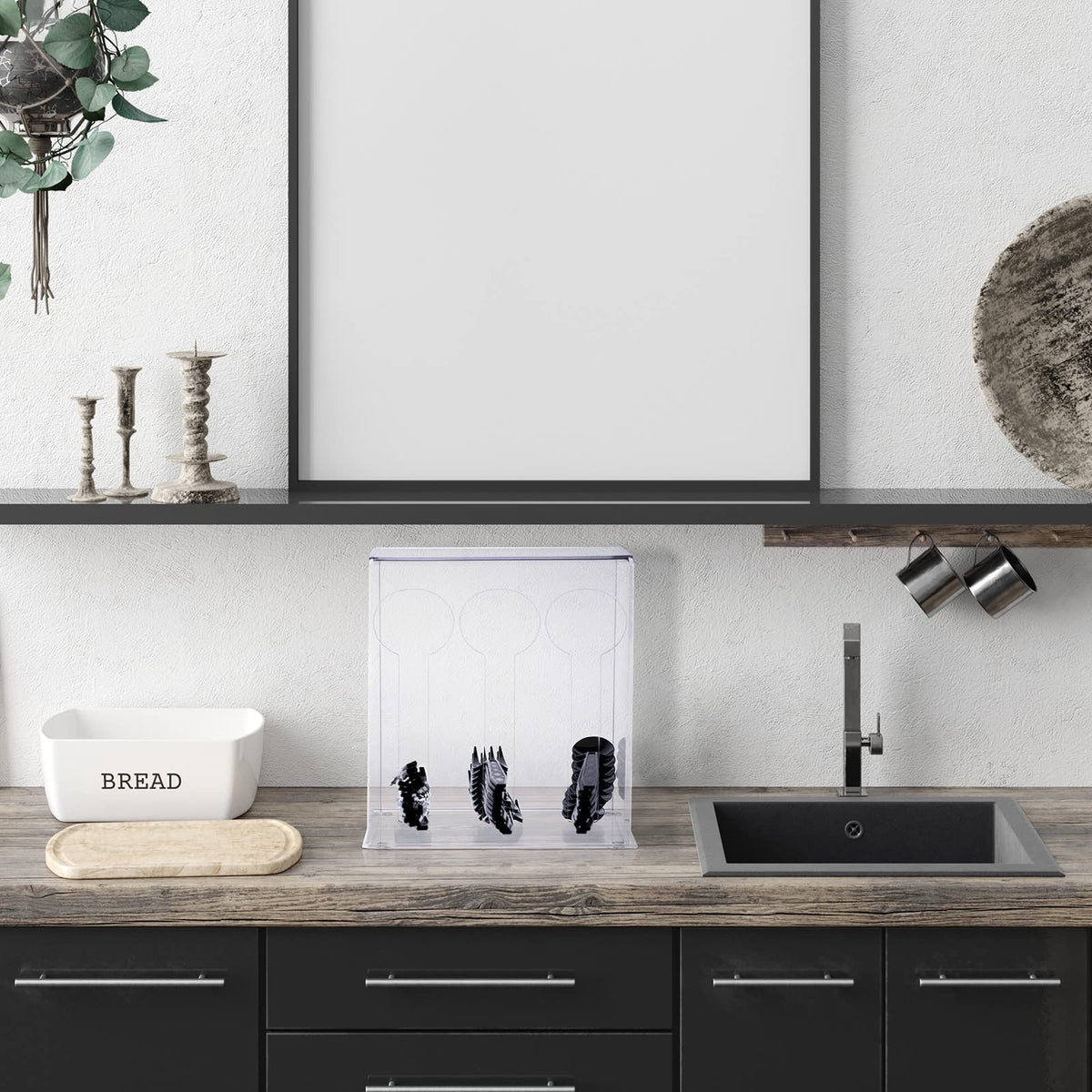 Vesici utensil dispenser placed on table for tidy dining and service.