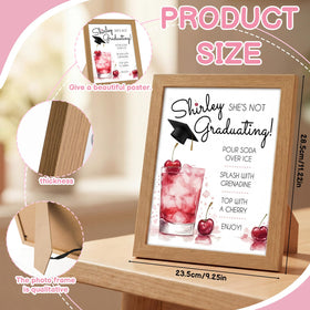 Vesici wooden photo frame stand enhances displays or menus at celebrations.