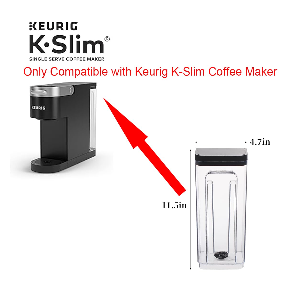 Veterger Keurig K-Slim reservoir with lid attached showing secure fit