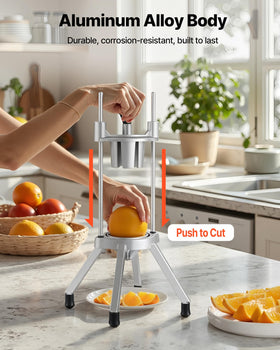 VEVOR citrus slicer with ergonomic handle for comfortable one-handed operation.