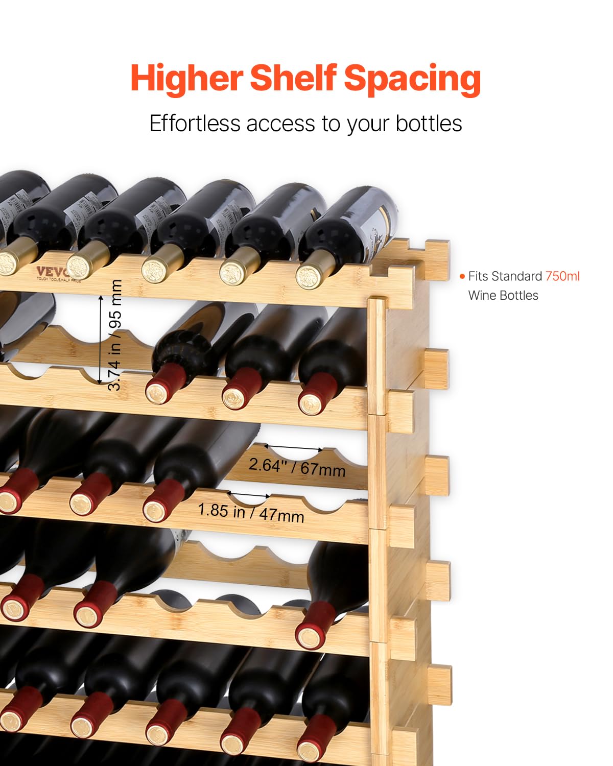 VEVOR 6-Tier Wine Rack assembled shows quick setup for organized wine storage