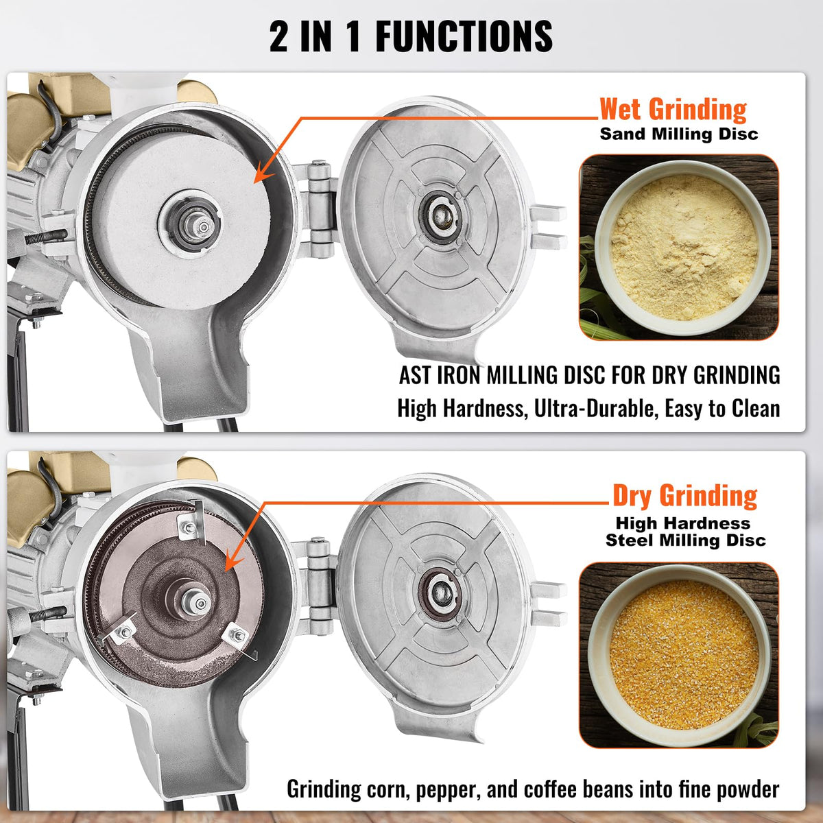 VEVOR adjustable thickness control for spices, coffee, and cereals.