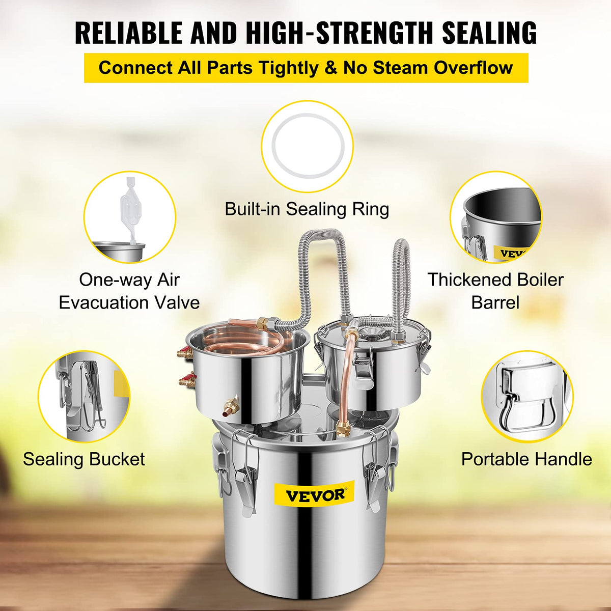 VEVOR 3-gallon still thumper keg included for flavor-rich secondary distillation