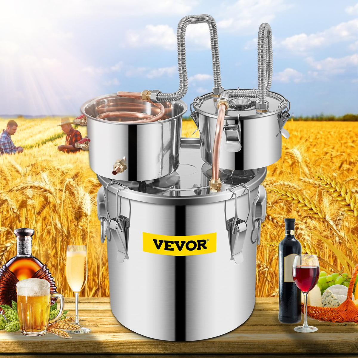 VEVOR four buckles and gaskets ensure tight, leak-free connections