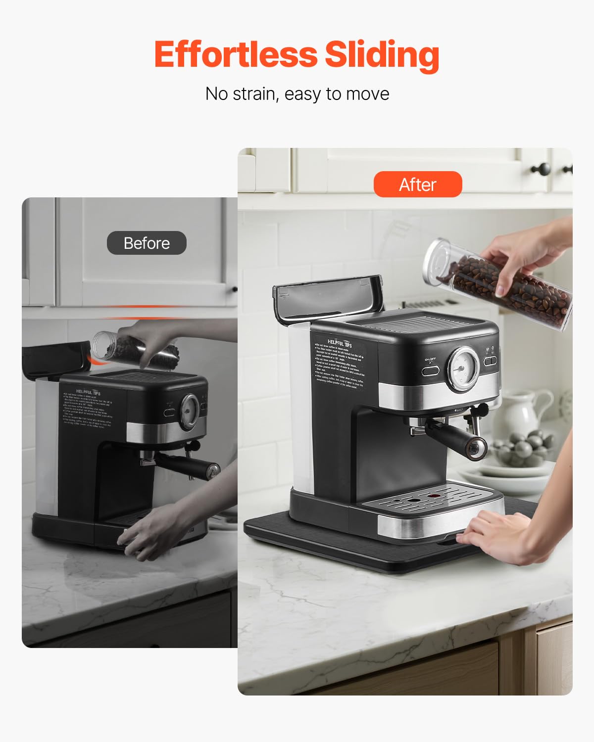 VEVOR black appliance slider shown on a dark countertop