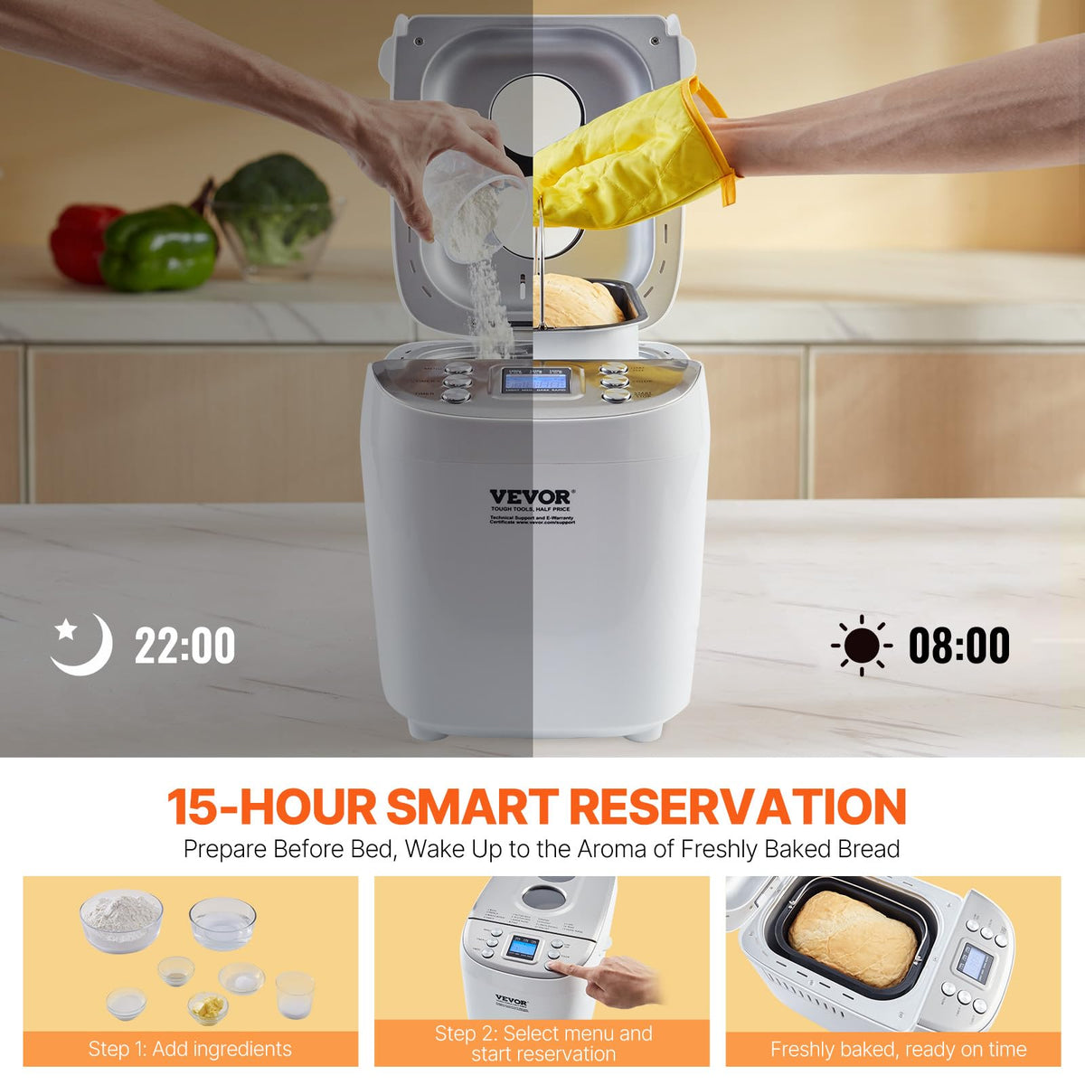 VEVOR bread maker three loaf sizes fit family needs