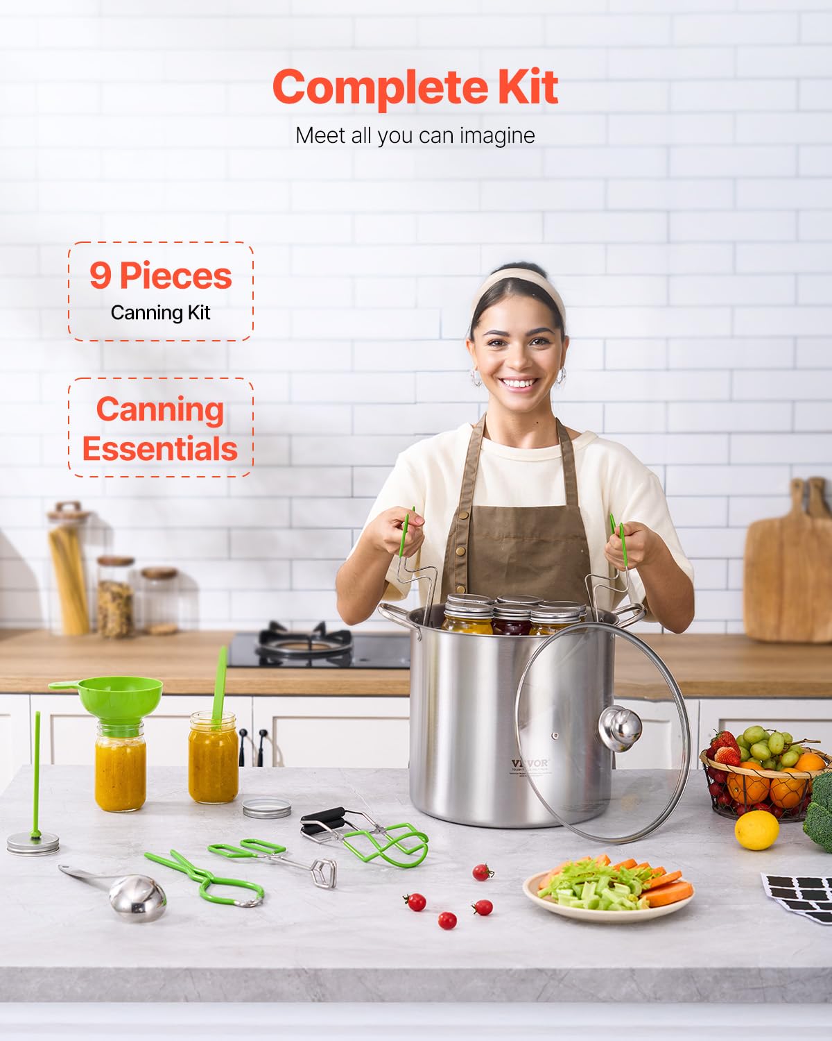 VEVOR canning rack for jars keeps them stable during processing.