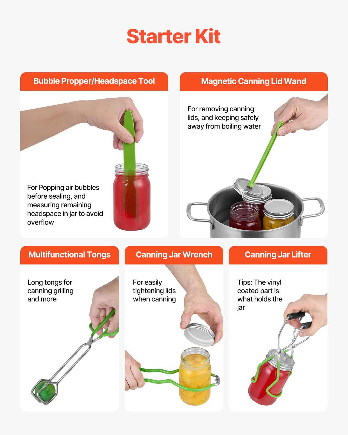 VEVOR canning tongs provide safe, confident jar handling.
