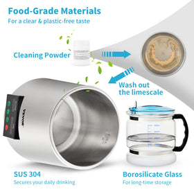 VEVOR carbon packs available at water outlet for taste adjustment.