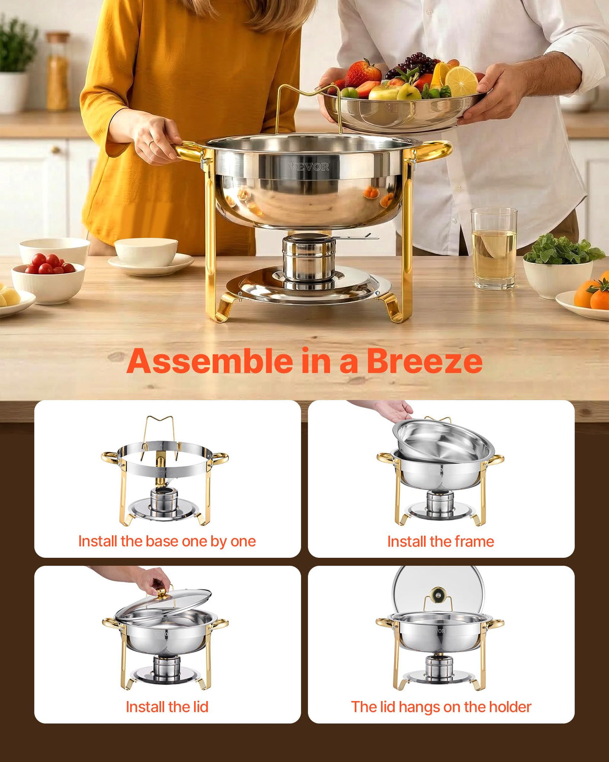5 qt capacity chafing dish handles multiple portions for catering