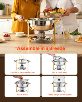 5 qt capacity chafing dish handles multiple portions for catering