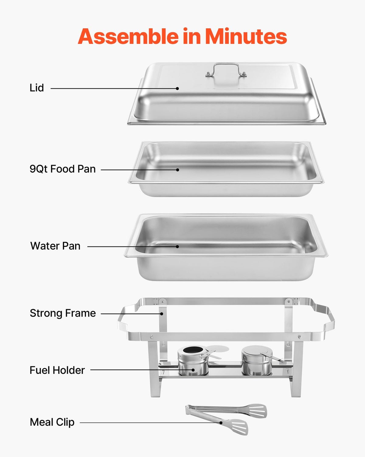 VEVOR full assembly shows four frames and eight canisters ready for buffet.