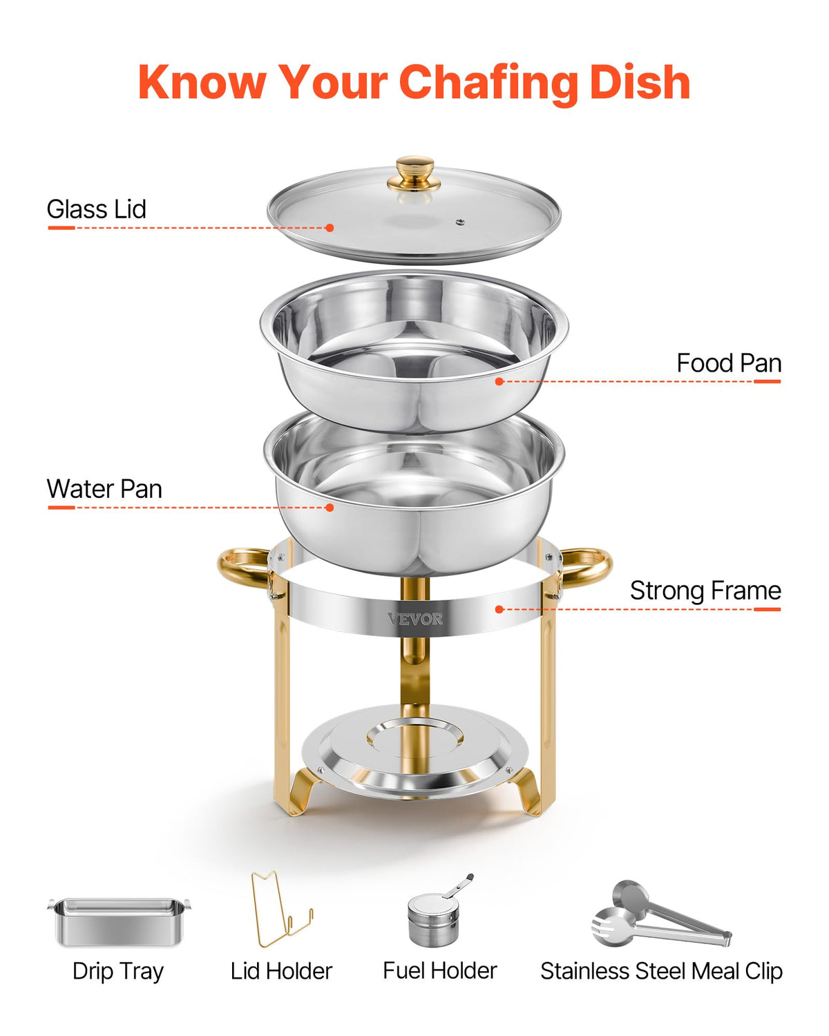 Stainless steel construction of VEVOR chafing dish resists wear