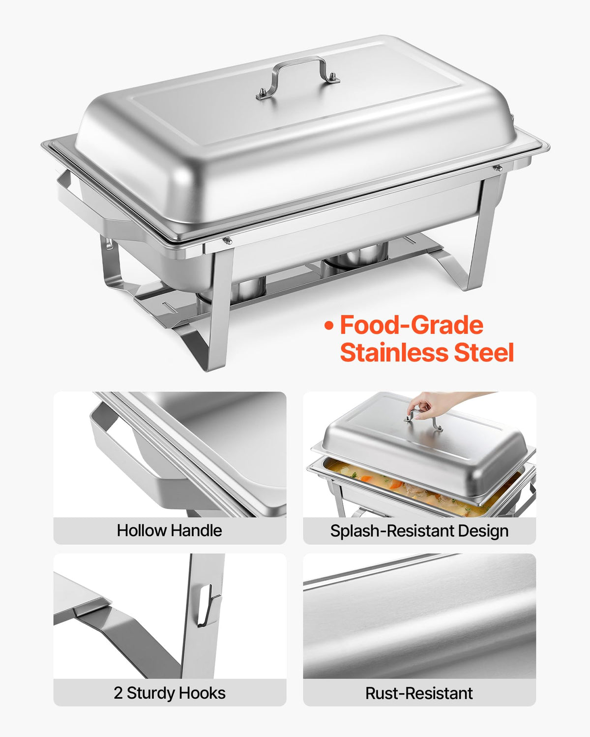 VEVOR water tray with ice insert keeps items cold during service.