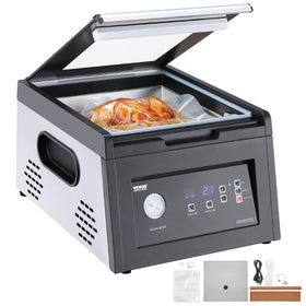 VEVOR chamber vacuum sealer front view highlighting compact steel build for home use