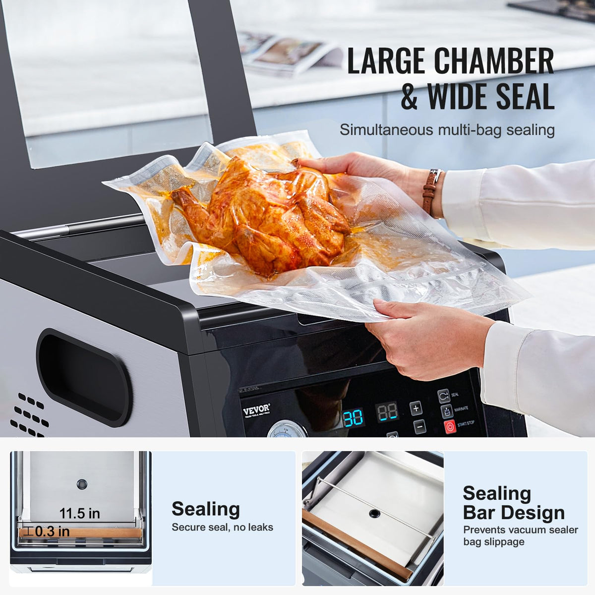 VEVOR chamber vacuum sealer large chamber supports big batches in busy kitchens