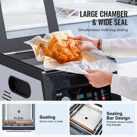 VEVOR chamber vacuum sealer large chamber supports big batches in busy kitchens