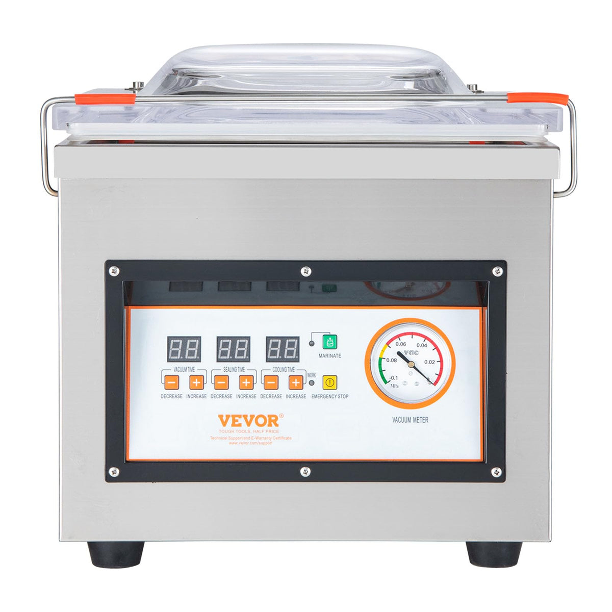 VEVOR chamber sealer real-time pressure gauge for precise sealing.