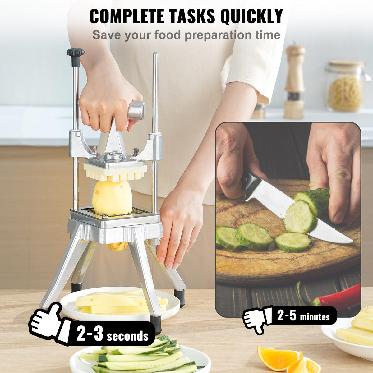 VEVOR chopper with ergonomic pull-down handle enables comfortable slicing