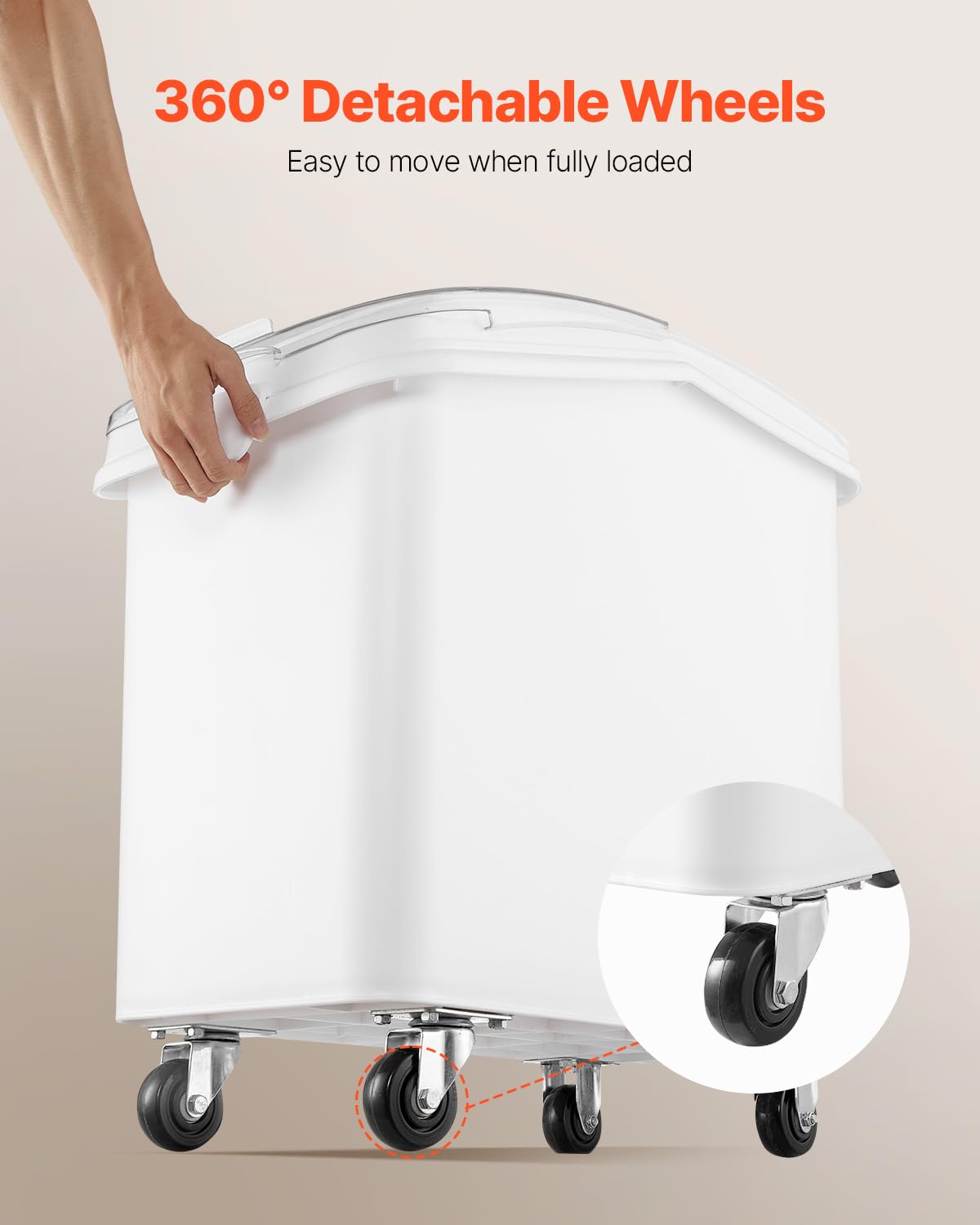Clear lid view on the VEVOR container enables immediate content checks