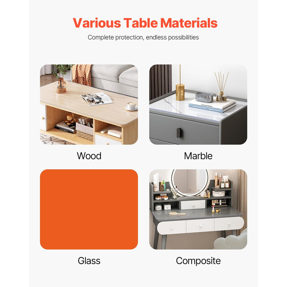 VEVOR Clear protector protects kitchen countertops from spills and stains