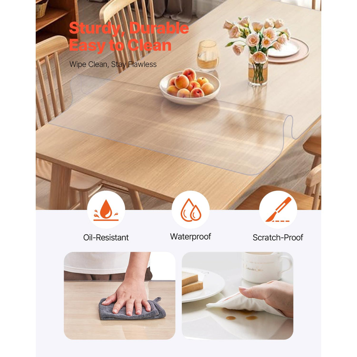 VEVOR Clear PVC cover with rounded corners helps prevent scratches