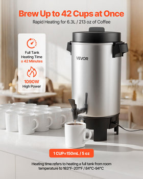 VEVOR coffee urn full batch brew demonstrates fast service for occasions
