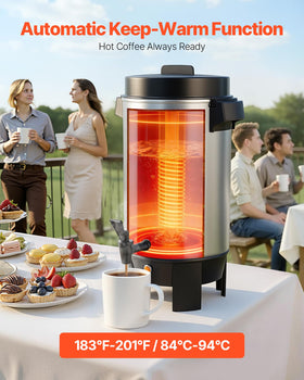 VEVOR coffee urn heat preservation shows steady warmth during service