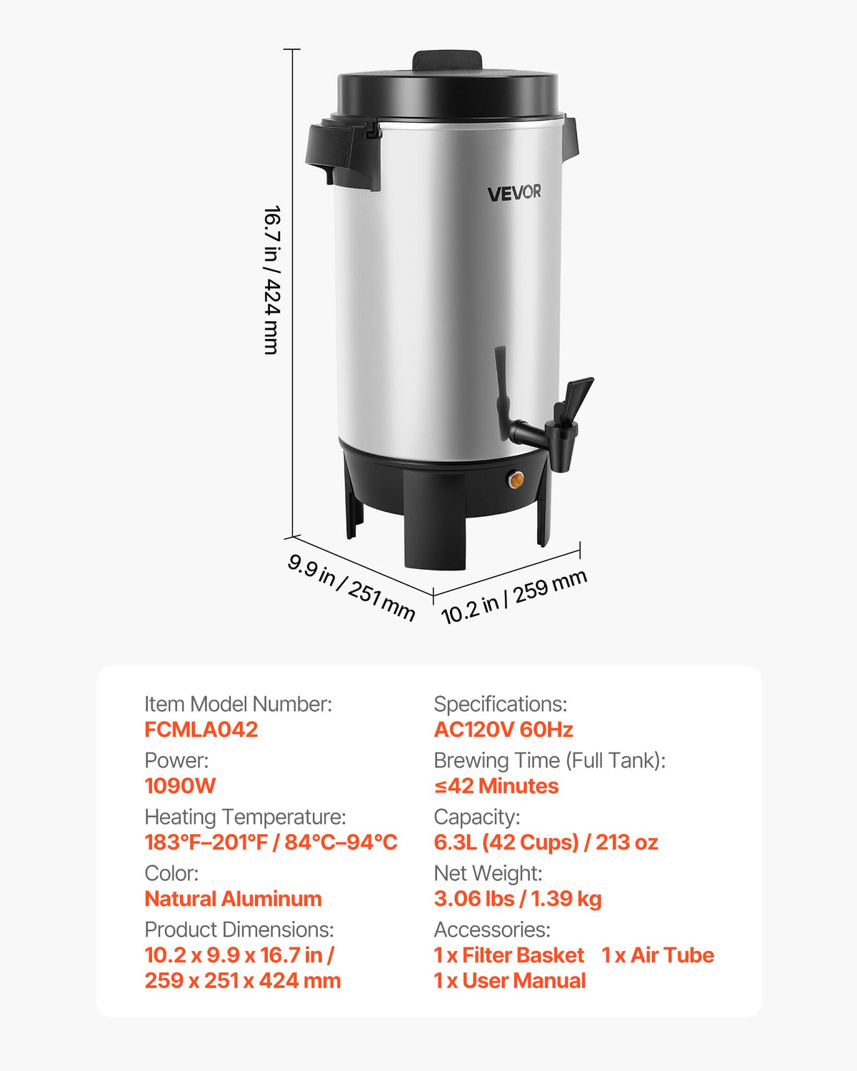 VEVOR insulated handles allow safe transport and handling