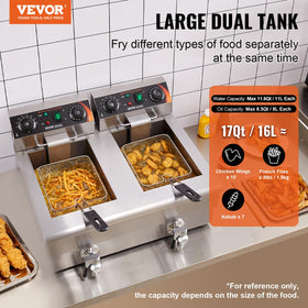 VEVOR temperature control panel shows precise heat levels for diverse frying needs.