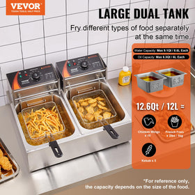 VEVOR dual-tank fryer side controls enable quick temperature management