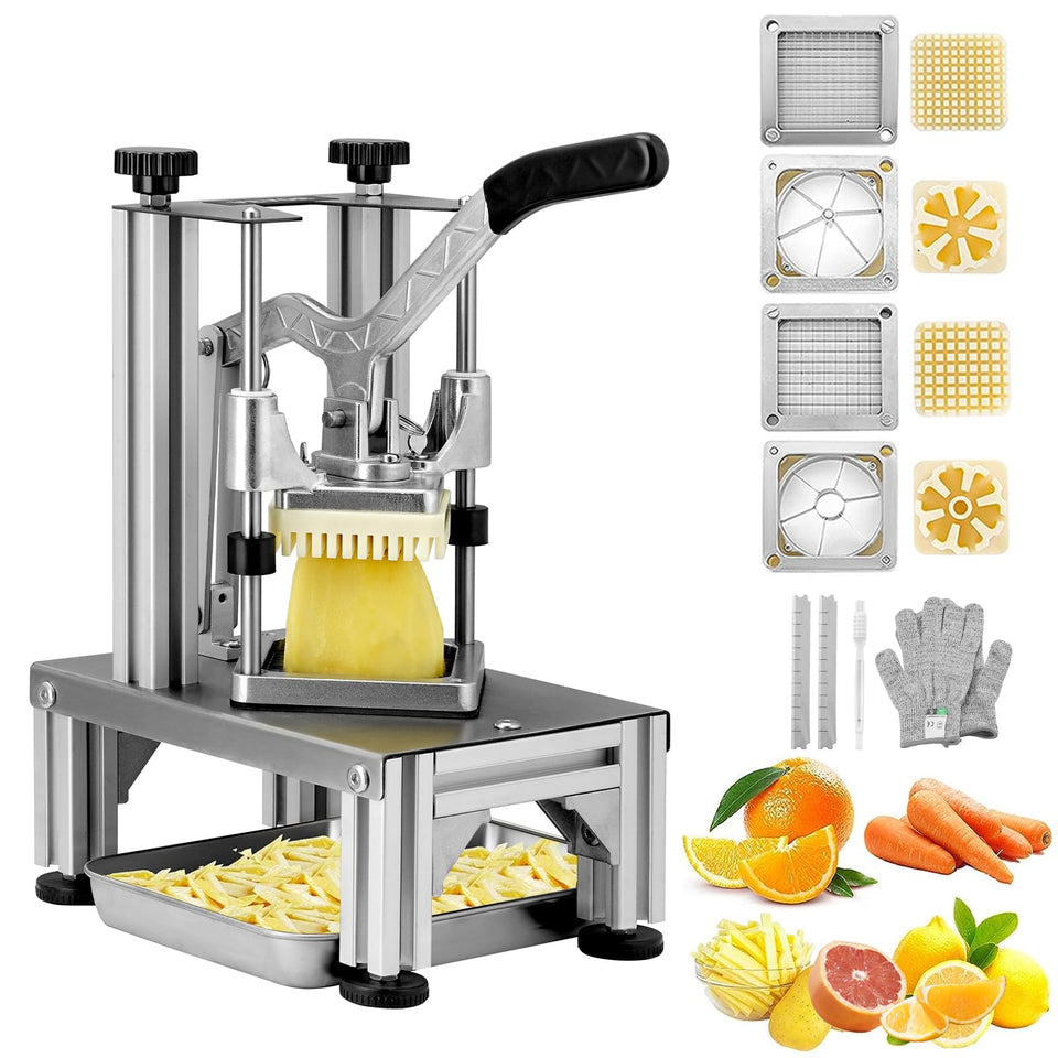 VEVOR commercial fry cutter with extended handle for fast, uniform fries.