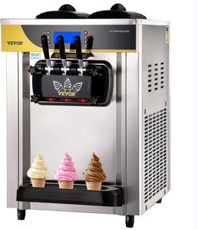 VEVOR commercial ice cream maker with dual 6L hoppers for high-volume production.