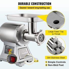 VEVOR feeder tube enables quick loading and continuous grinding