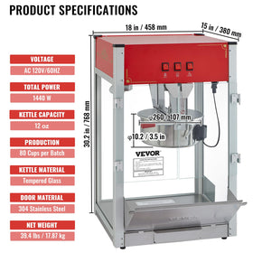 VEVOR commercial popcorn machine tabletop design saves counter space and keeps items accessible.