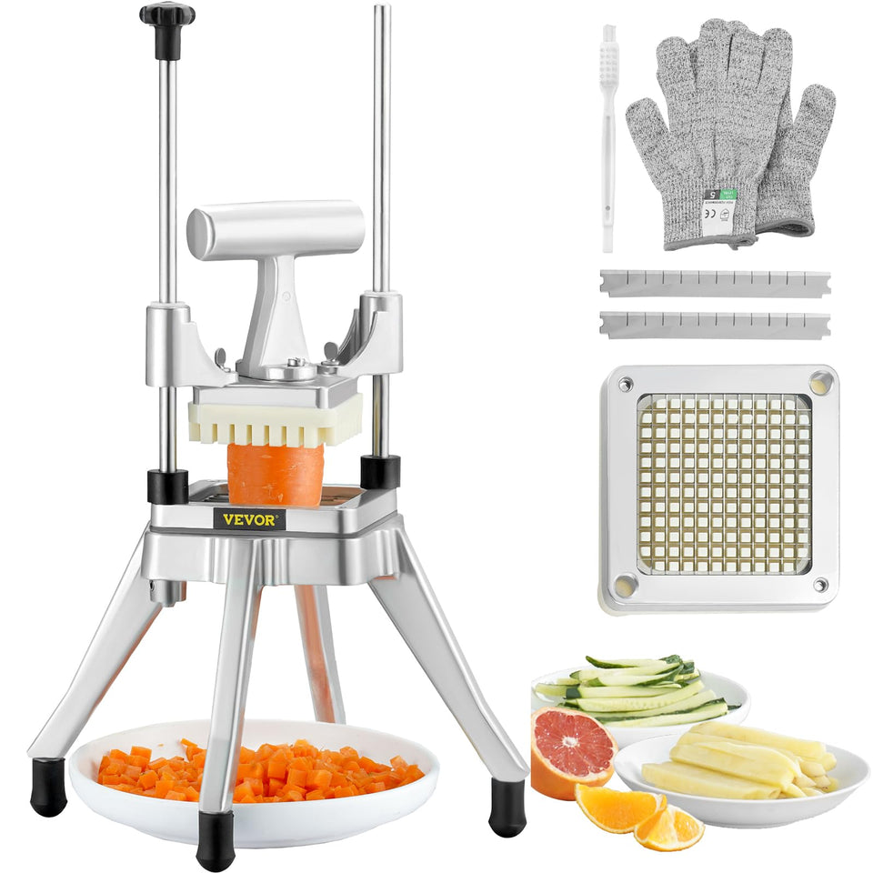VEVOR chopper with one-quarter-inch blade for precise vegetable cuts