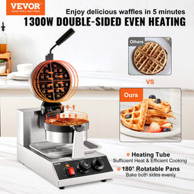 VEVOR waffle maker rotatable design shown for even cooking and ease