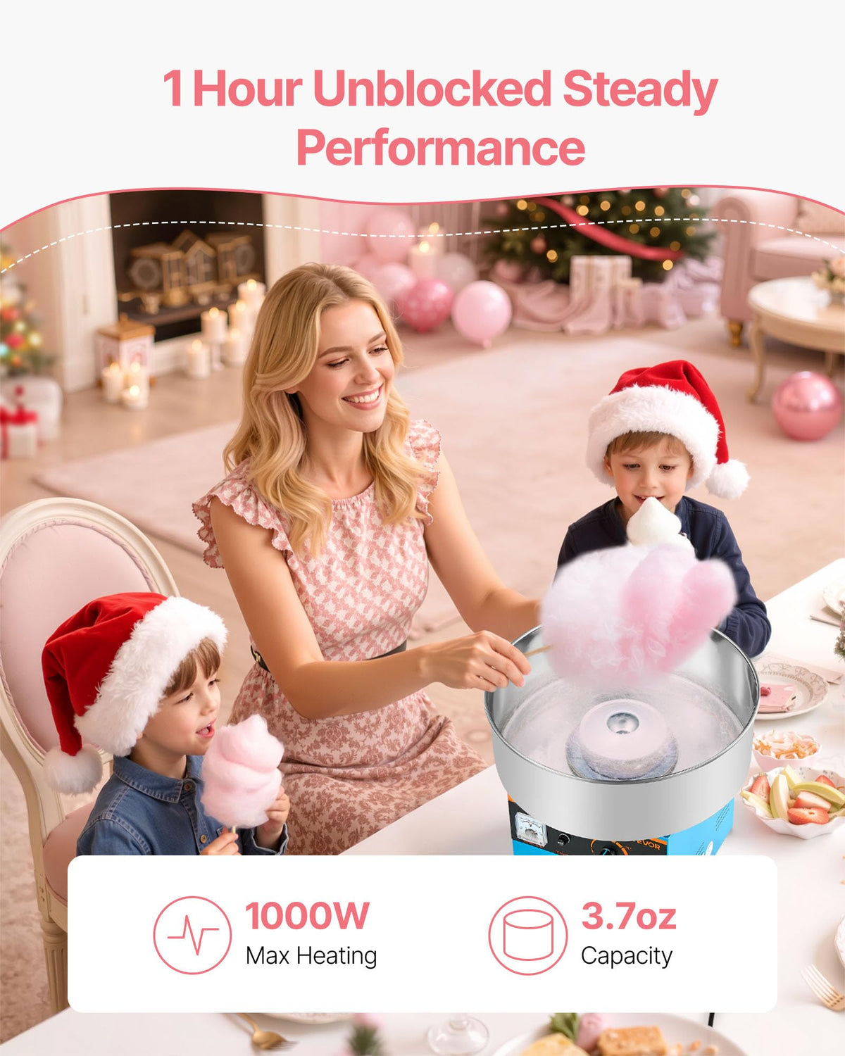 VEVOR Cotton Candy Machine overheat guard supports safe operation