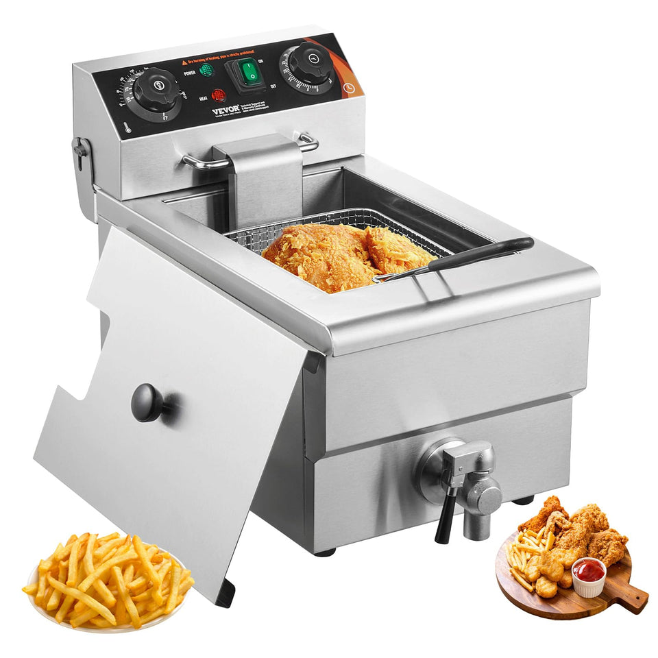 VEVOR deep fryer interior with basket for efficient frying and crisp results.