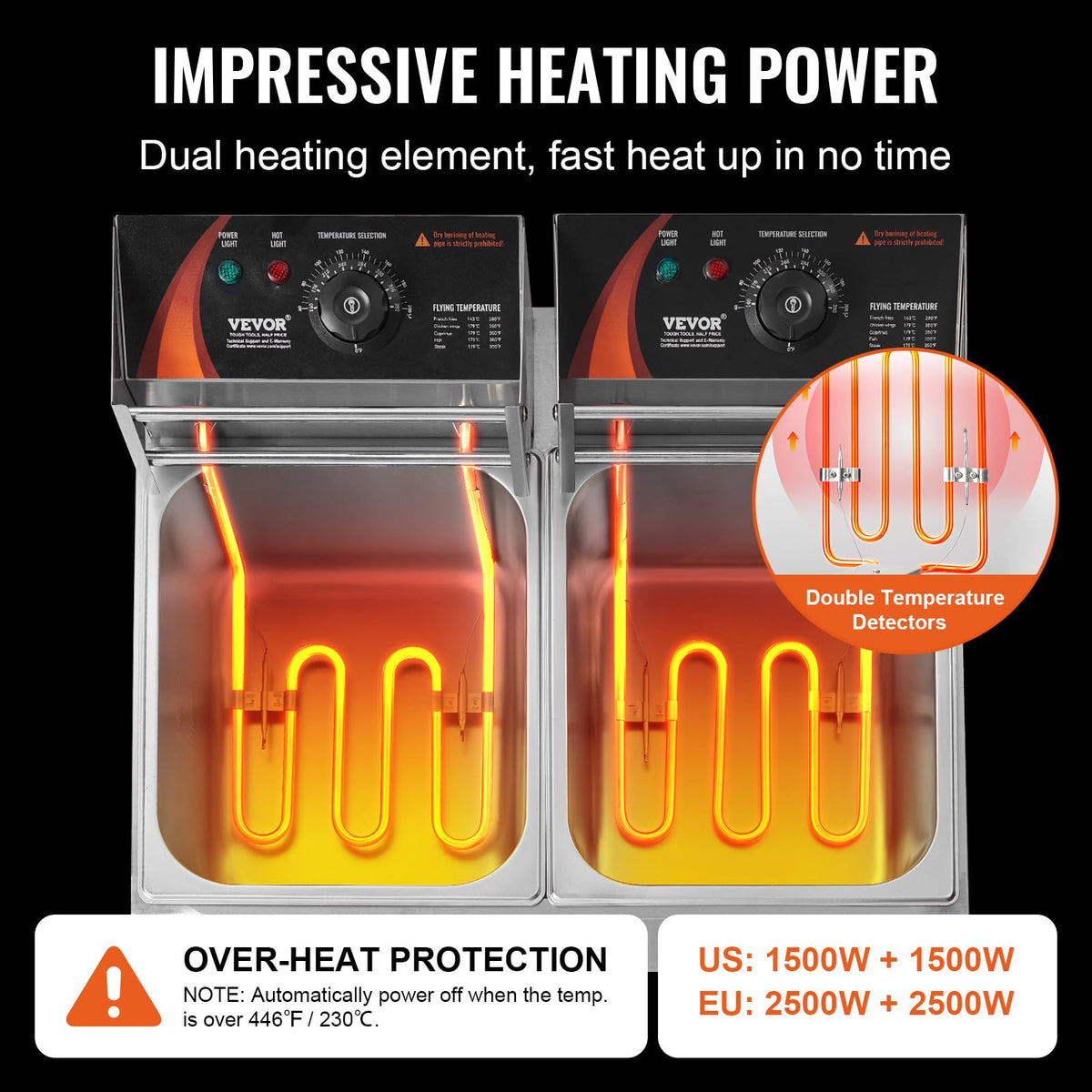VEVOR deep fryer with hot elements in action for fast cooking
