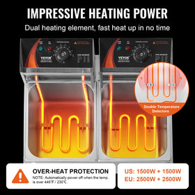 VEVOR deep fryer with hot elements in action for fast cooking