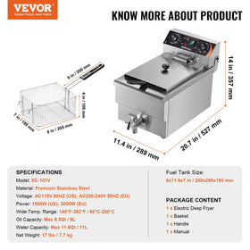 VEVOR deep fryer stainless steel body supports durability and cleanup.