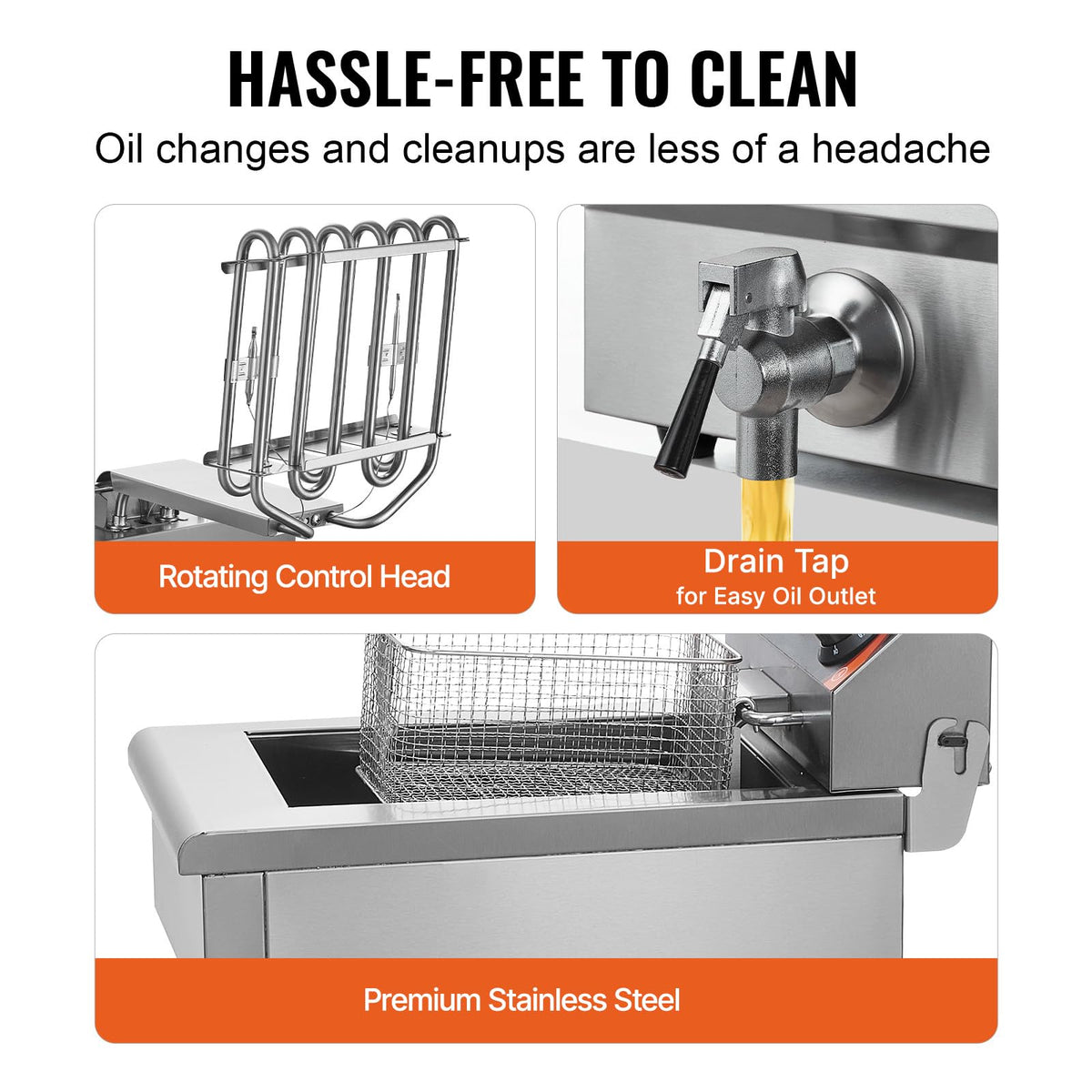 VEVOR dual-tank lid covers minimize oil splashes while keeping foods separate.