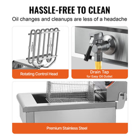 VEVOR dual-tank lid covers minimize oil splashes while keeping foods separate.