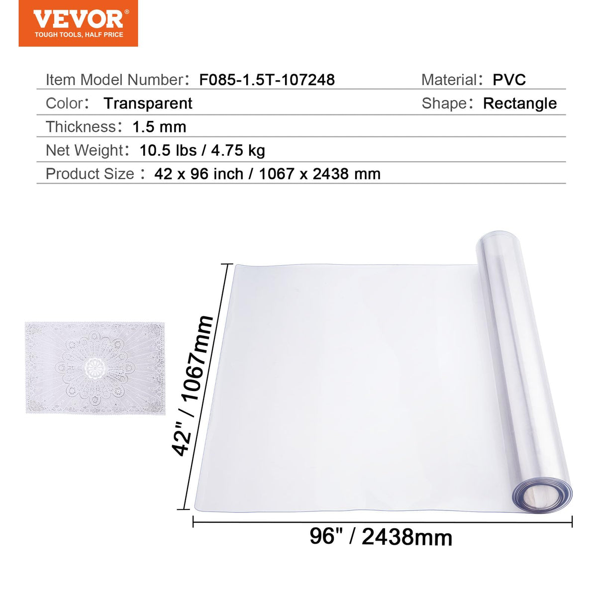 VEVOR clear desk mat preserves wood grain and enhances room aesthetics