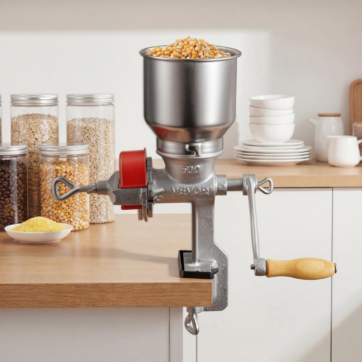 VEVOR easy grip crank provides smooth, comfortable grinding