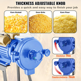VEVOR mill with adjustable thickness for spices, corn, coffee, and more.