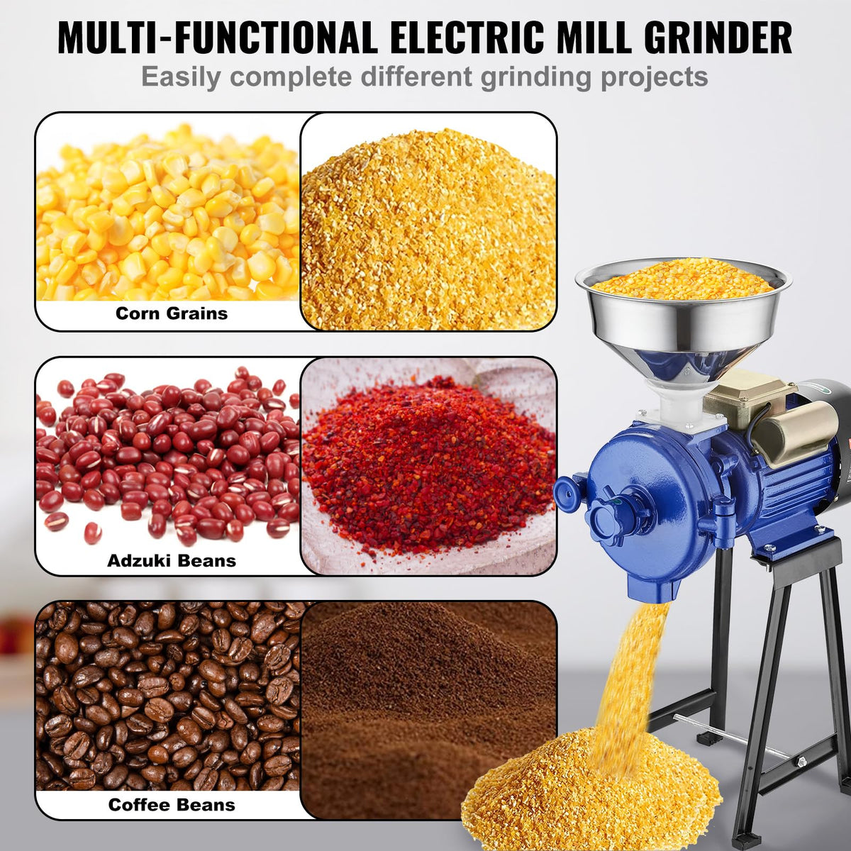 VEVOR mill with durable iron body for long-term performance in heavy use.